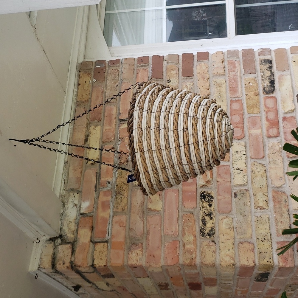 Wood woven hanging basket